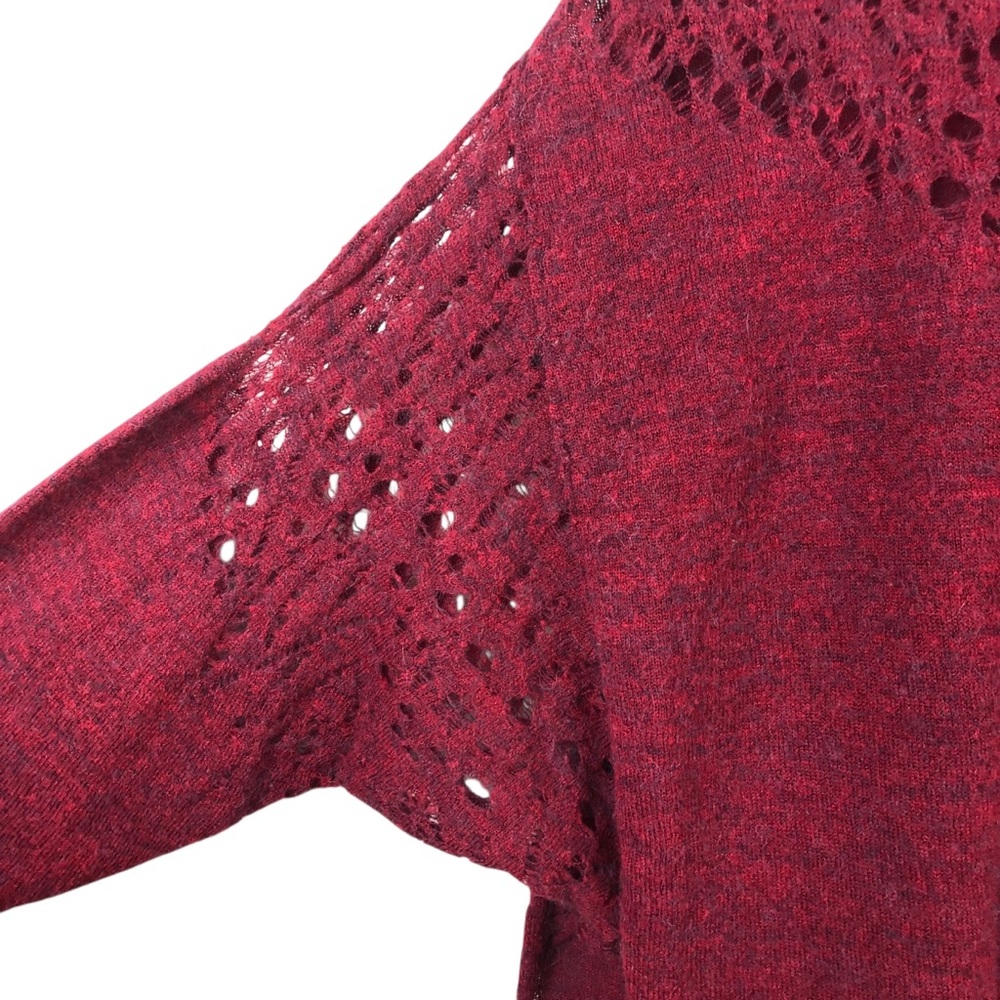 Free People Pointelle Ballet Neck Pullover Garnet - Picture 4 of 7